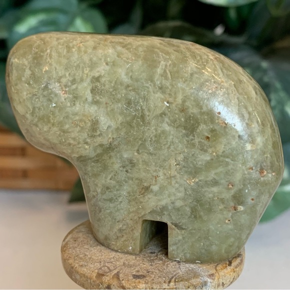 Native American Carved Buffalo Bison Fetish Figure Carving Green Stone Animal 3" - Picture 10 of 16